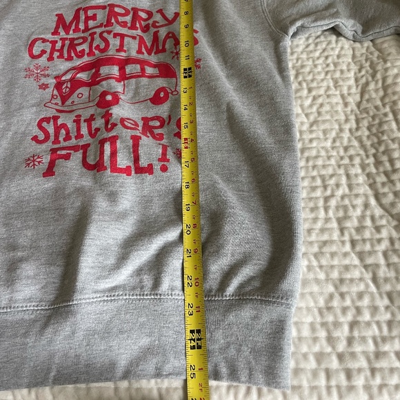 MERRY CHRISTMAS SHITTER'S FULL GREY W/RED SWEATSHIRT SIZE SM - Picture 9 of 10